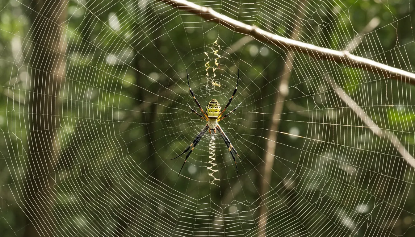 Detailed banana spider web demonstrating geometric pattern and structural complexity