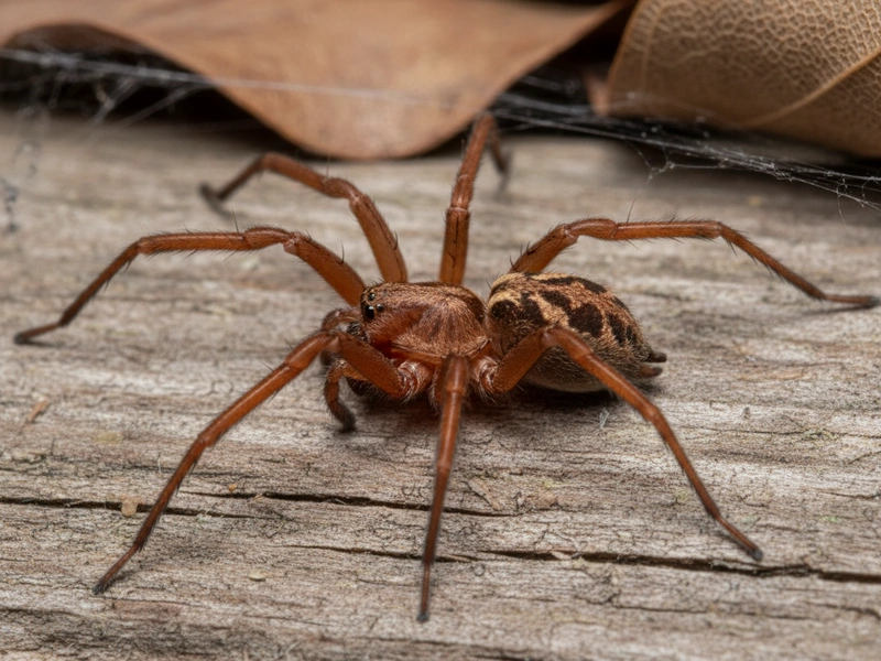 Brown recluse spider displaying violin-shaped marking on cephalothorax