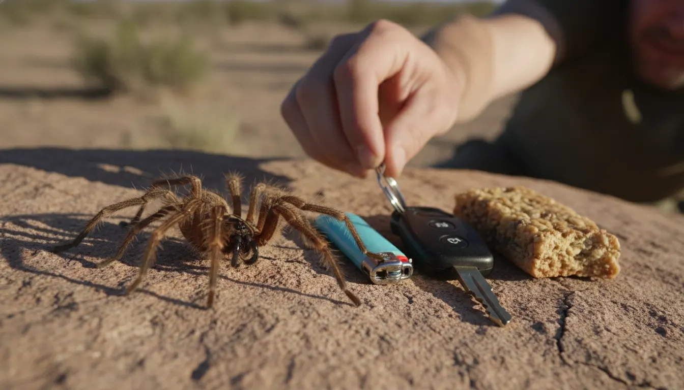 Accurate camel spider size comparison next to common objects showing true dimensions
